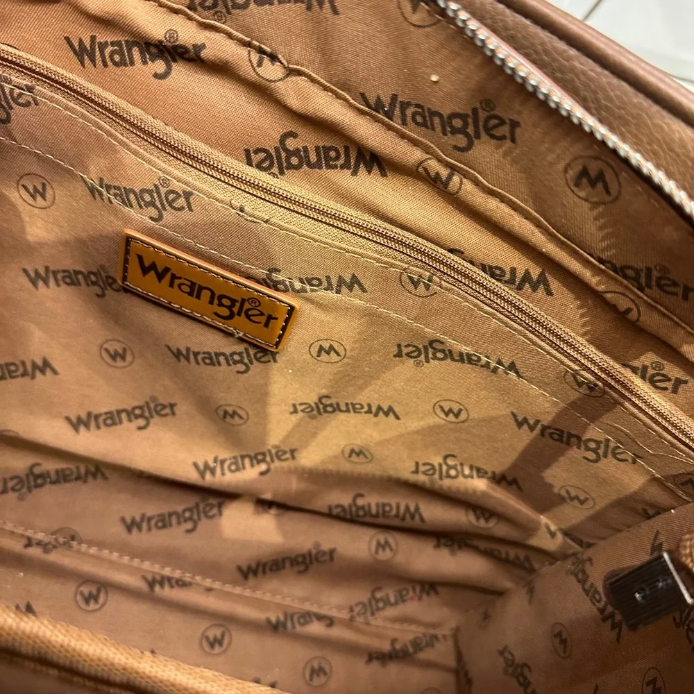 Wrangler Women Small Satchel Brown Embroidered Studded Western Crossbody Bag